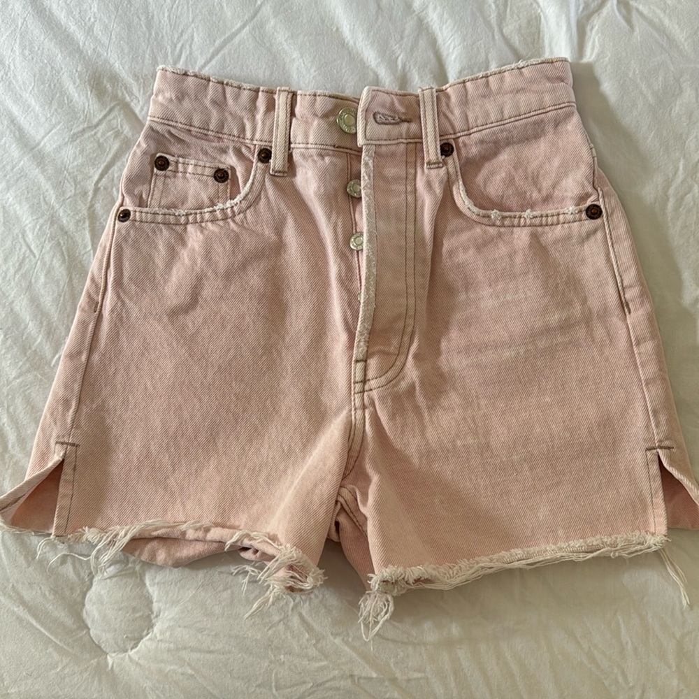 Zara High Rise Light Pink Denim Shorts